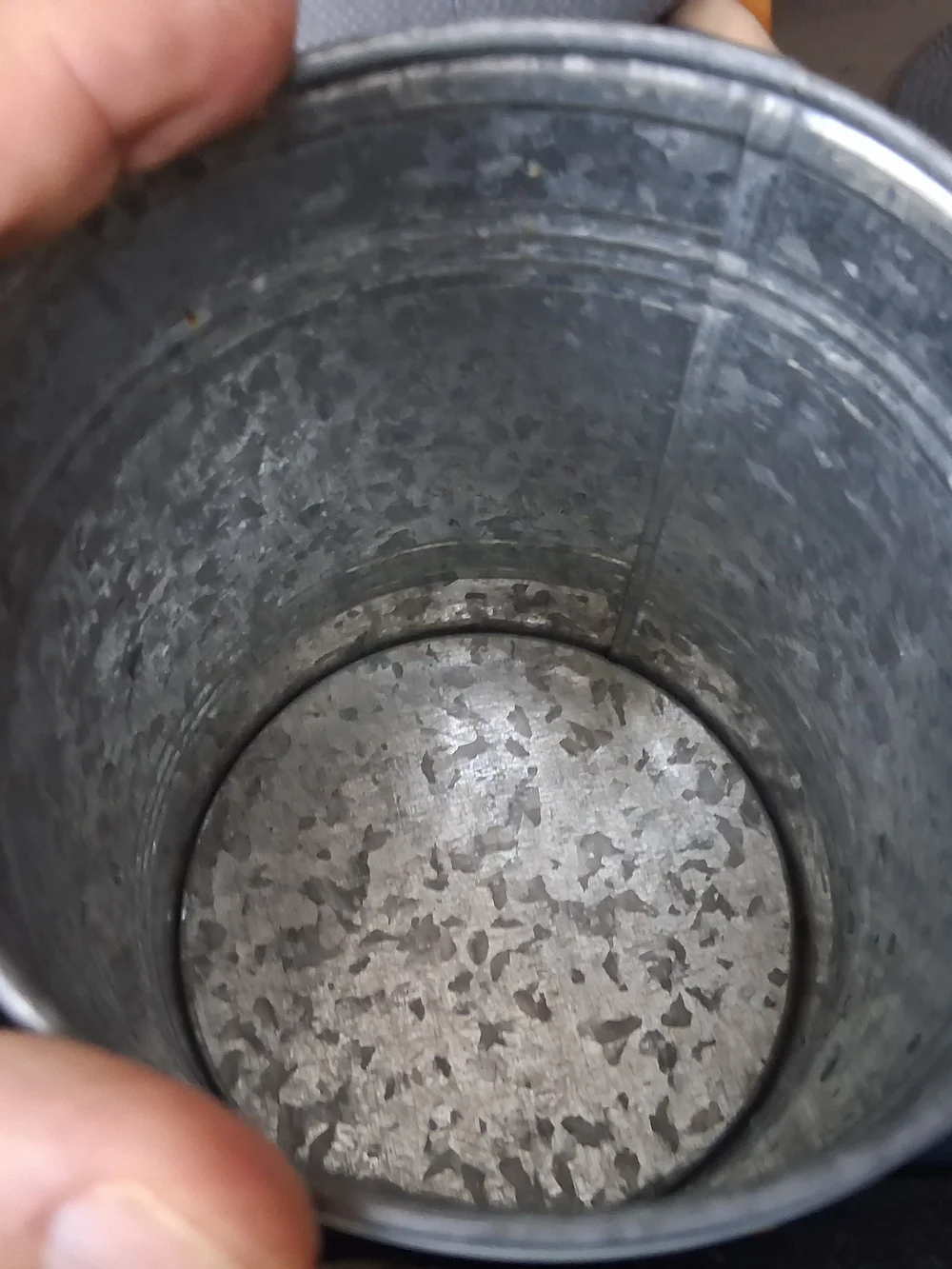 Galvanized Metal Sugar Canister - Rustic Gray Used 7 Tall Opening Is 5 Inch